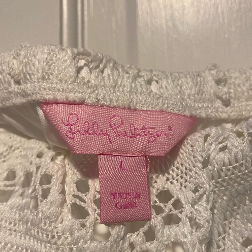 Lilly Pulitzer White Crochet Strapless Romper L - Picture 3 of 5